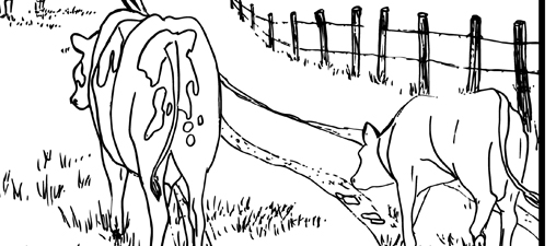 Colouring Page - Farmer with cows Colouring Page - Farmers with cows